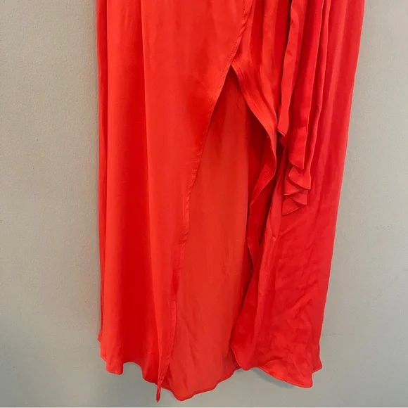 Anthropologie Maeve Orange Open-Back Wrap Midi Dress Size Small - Picture 9 of 13